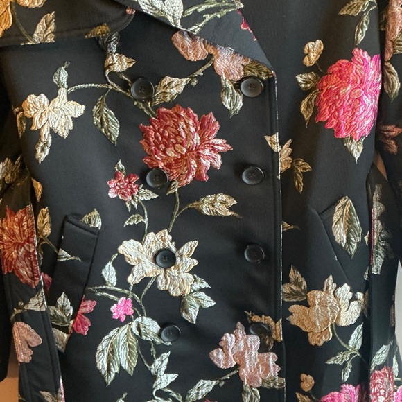 Gal Meets Glam Floral Long Sleeve Coat - Black, Pink, Gold - Picture 5 of 9